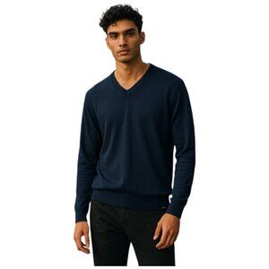 Men's Geiger VINTAGE Navy Wool V Neck Sweater